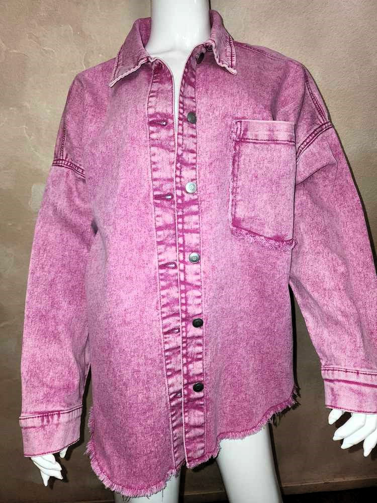 Women's Hot Pink Oversized Denim Jacket