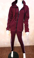 Women's Burgundy 2-Piece Fitted Jogger Set