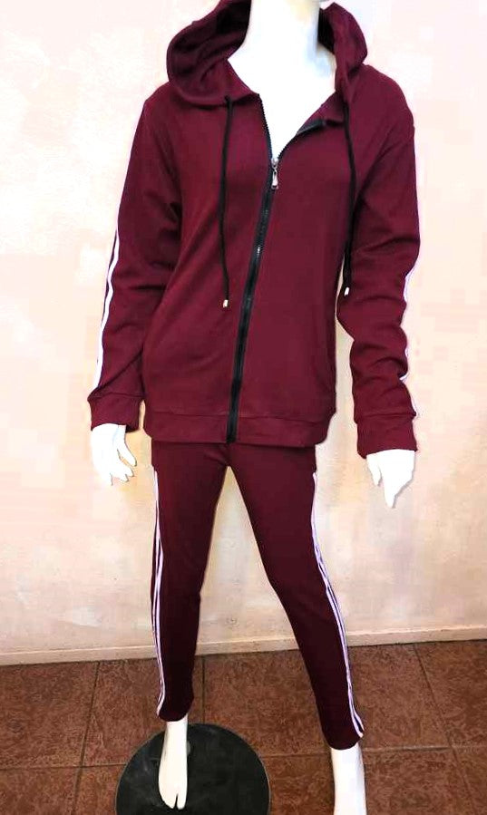 Women's Burgundy 2-Piece Fitted Jogger Set
