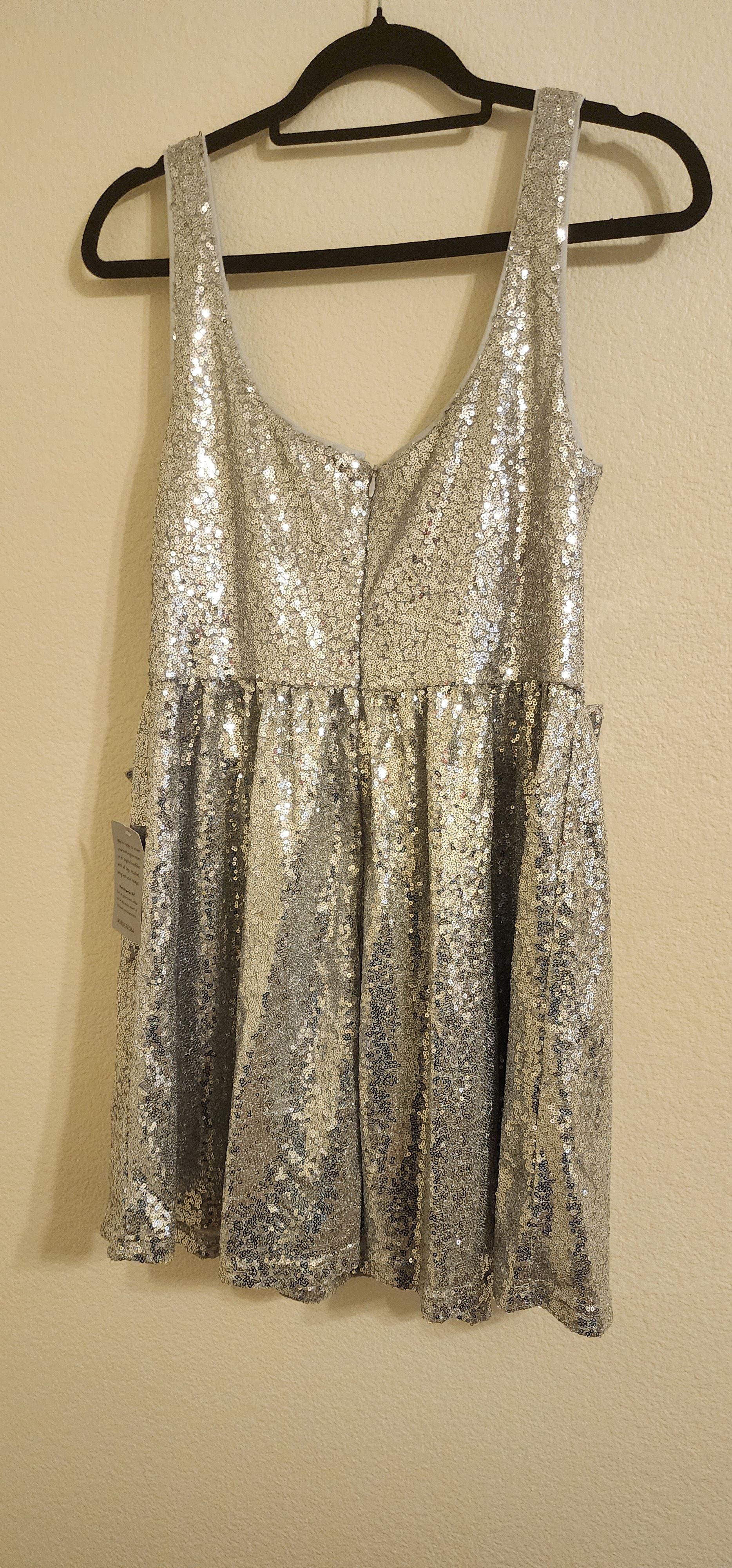 DBORRA Lush Silver Sequin Dress
