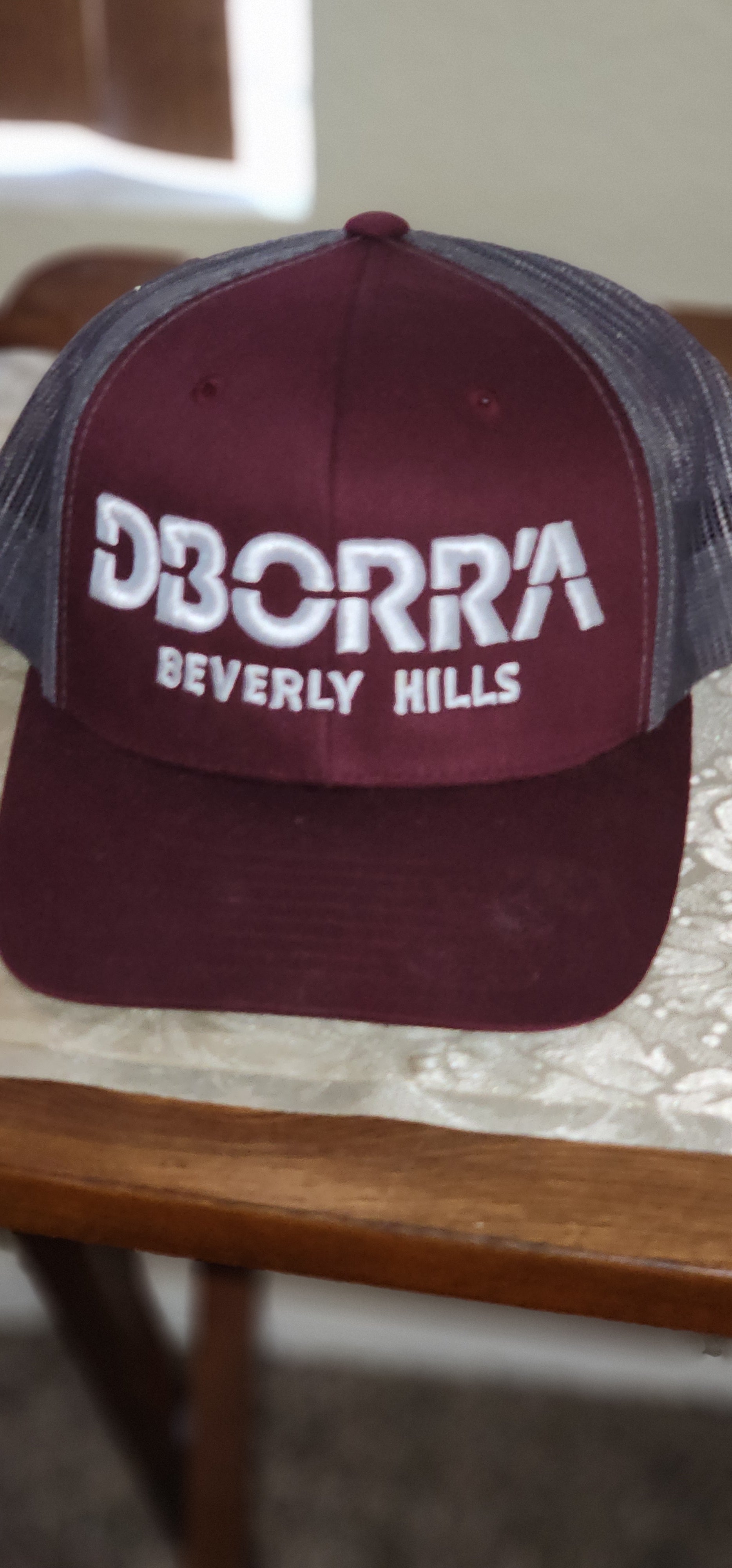 DBORRA Burgundy Snapback – Charcoal Mesh Back