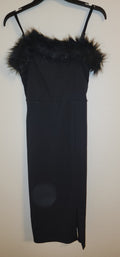 Black Feather Trim Spaghetti Strap Dress