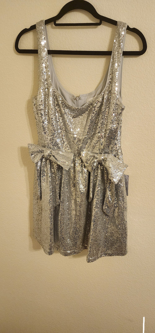 DBORRA Lush Silver Sequin Dress