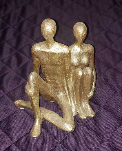 Gold Plated Couple Figurine Set – Decorative Home Piece