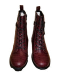 Burgundy Faux Leather Combat Boot