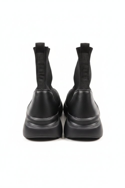 Black Sock Boots - Back Clean White