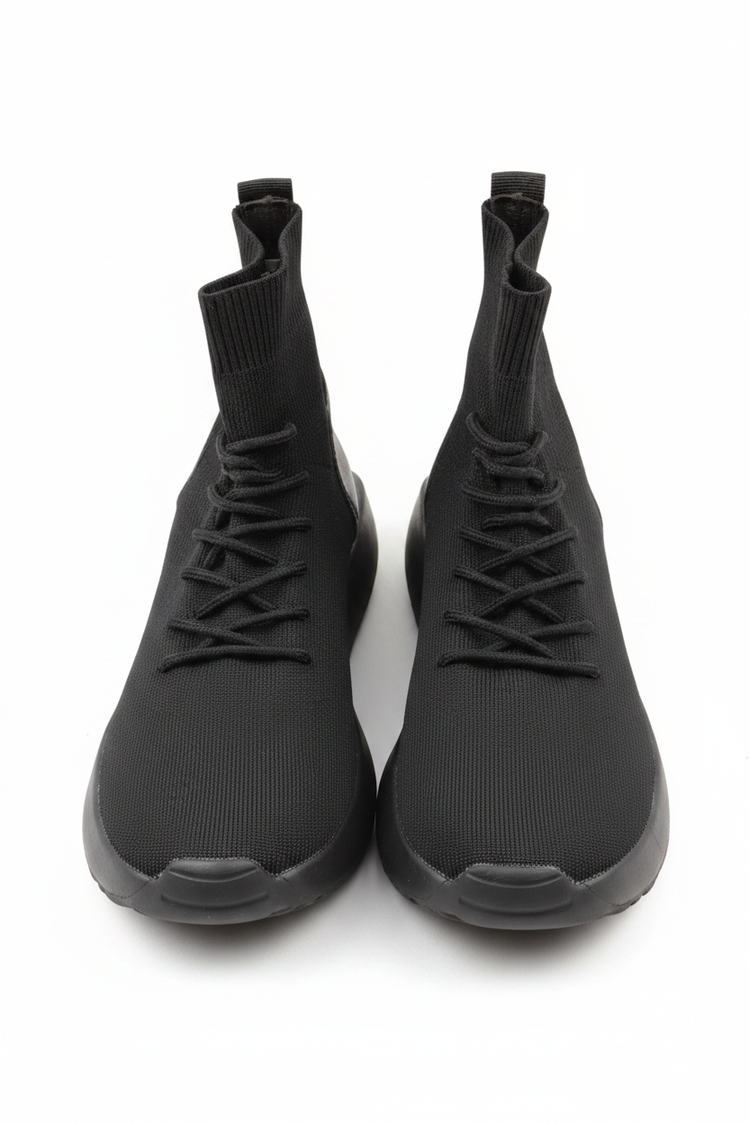 Black Sock Boots - Front White Wall