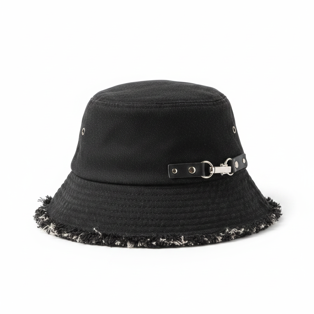 Bucket Hat Leather Buckle – White Background