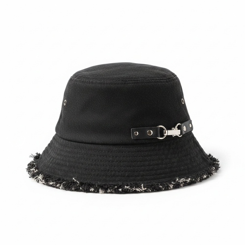 Bucket Hat Leather Buckle – White Background