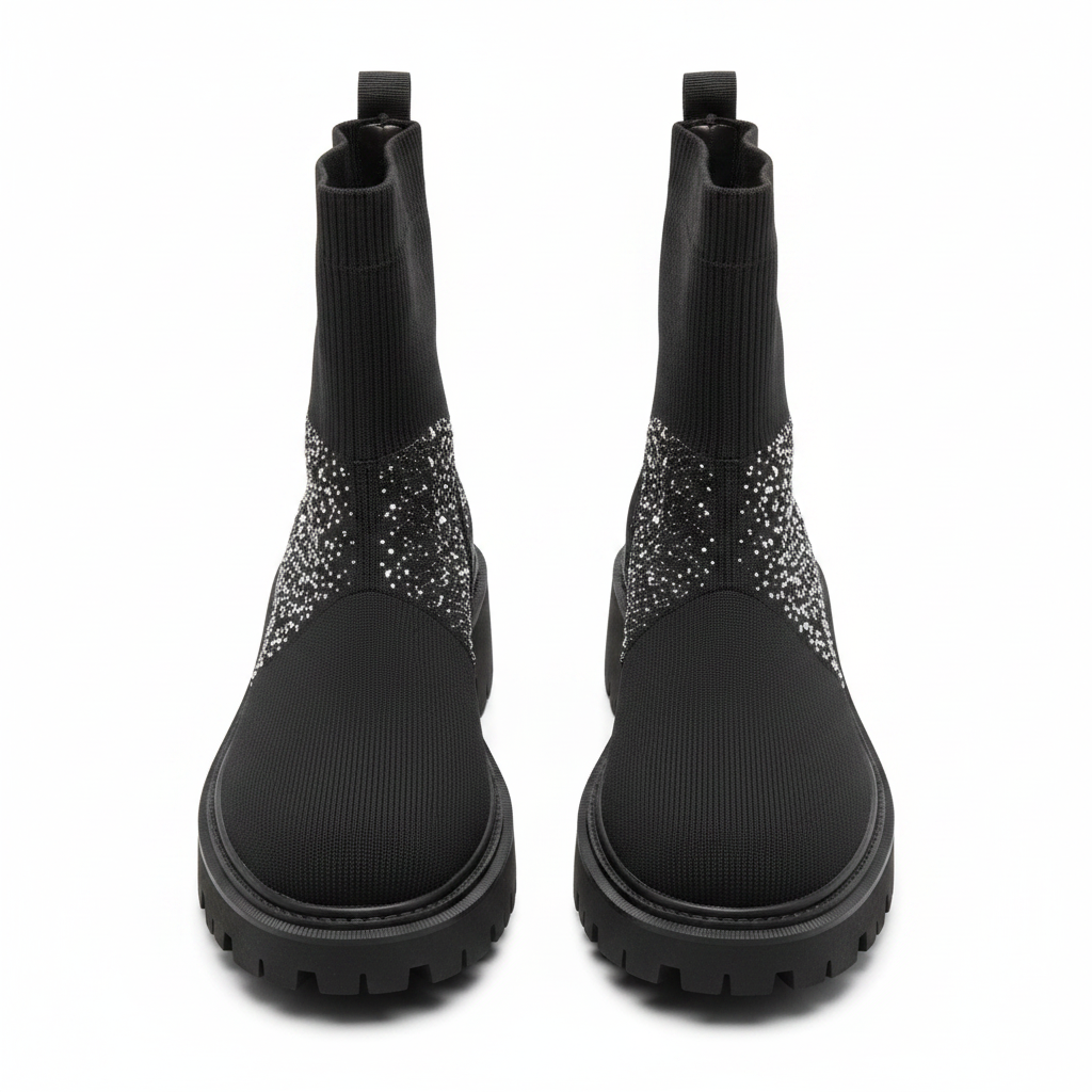 Dborra Knit Sock Ankle Boots on White Background