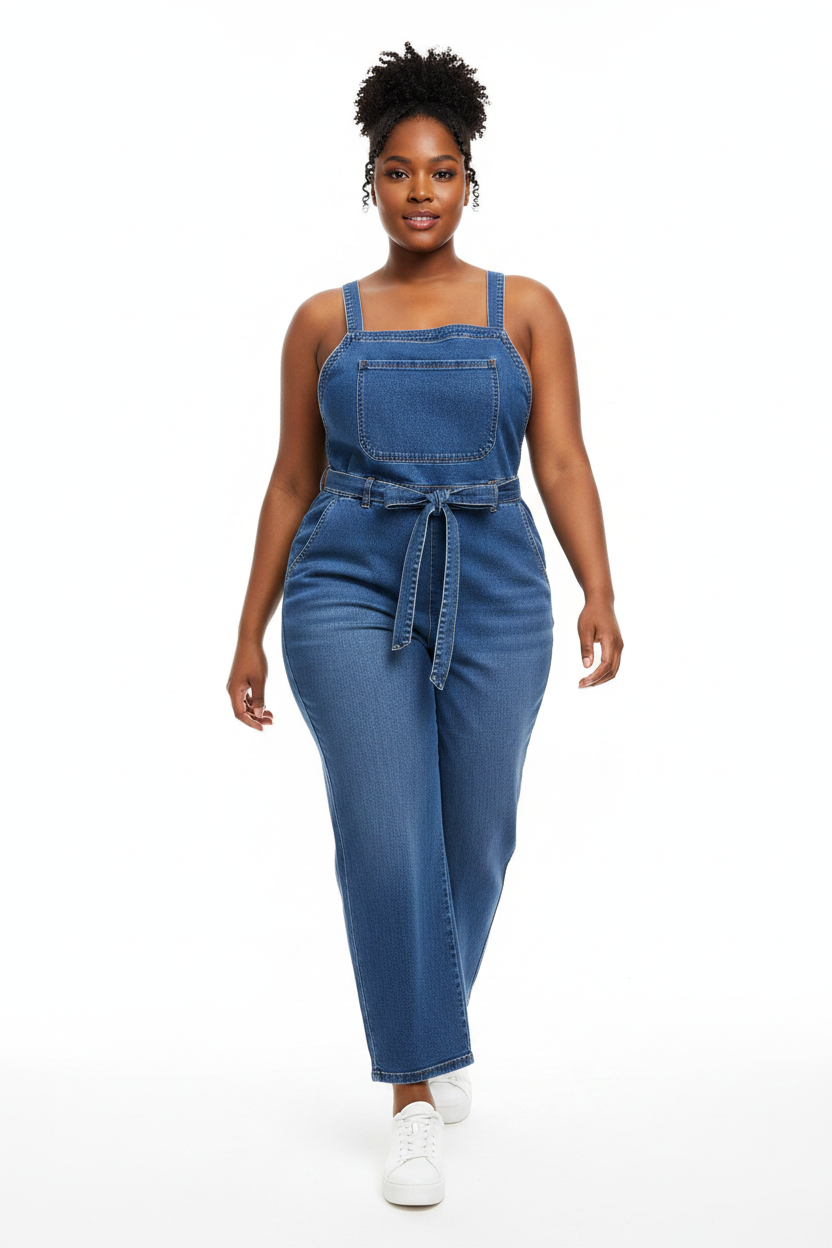 Denim Jumpsuit Model