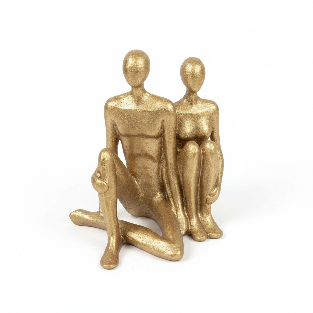 Gold Plated Couple Figurine Set – White Background