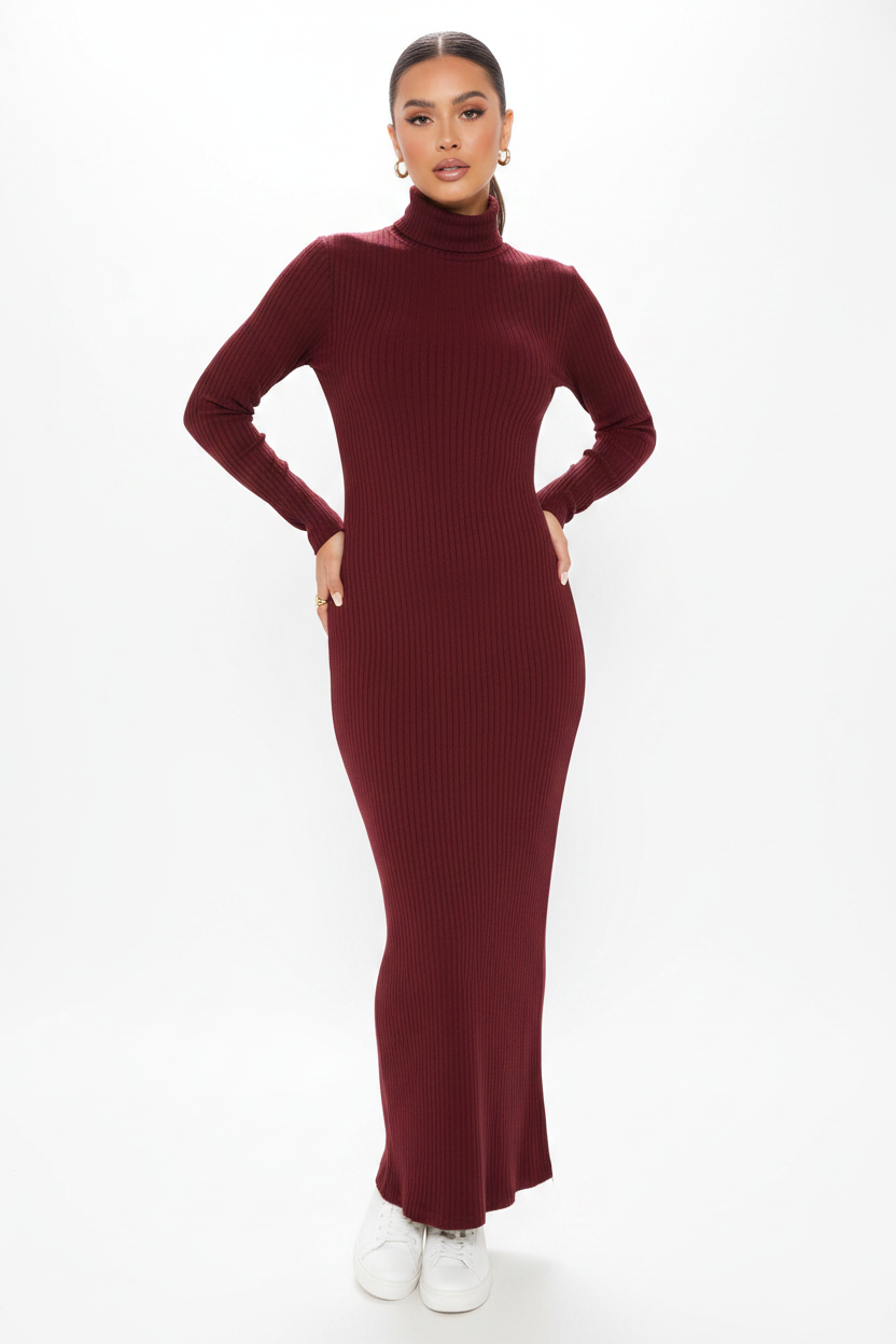 Monique Ribbed Maxi Dress on Model