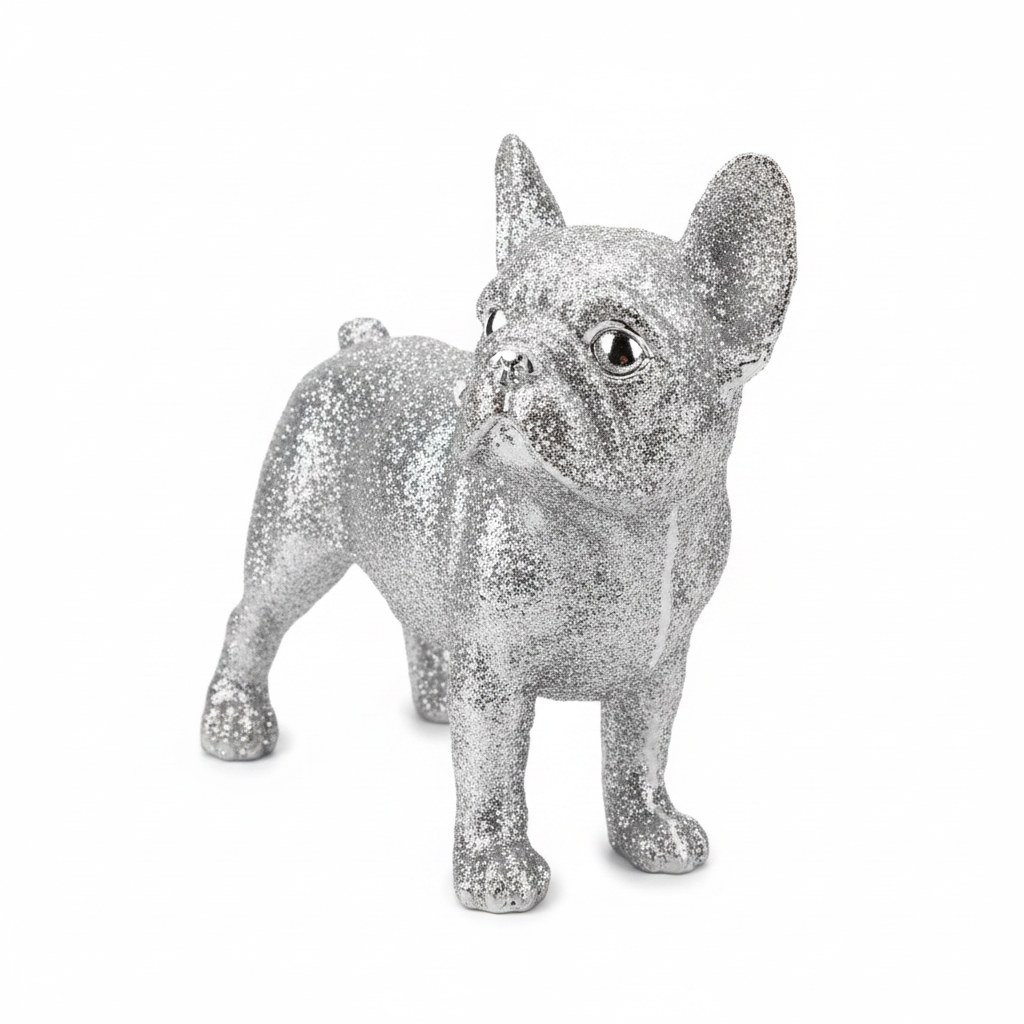 Silver Puppy Dog Figurine – White Background